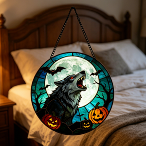 Attrape-soleil en vitrail sur le thème d'Halloween, fantôme, citrouille, araignée, chat noir, ornement suspendu en vitrail, pour la maison, transfrontalier - Product Image 3