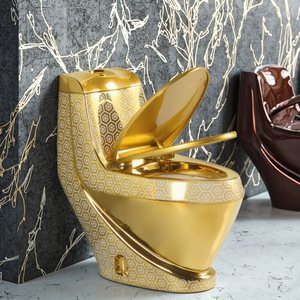 Pot de Chambre lavatorio WC Indonesia inodoro elongado inodoros y lavamanos S Trap tanques de inodoro de una pieza con descarga dorada - Product Image 2