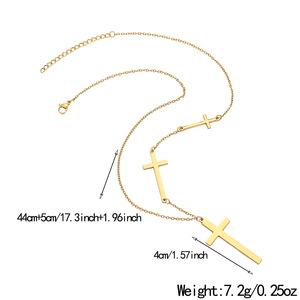 Collier croix en acier inoxydable, chaîne de clavicule minimaliste, style européen simple et tendance, accessoire cadeau - Product Image 2