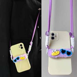 Étui de téléphone mignon en peluche avec bouche de saucisse de dessin animé, sac messager, lunettes de soleil, avec sangle de téléphone pour iPhone 15 14 13 12 Plus/pro/pro Max - Product Image 2
