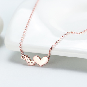coreano de corazón de joyería collar venta al por mayor de Plata de Ley chapado en oro <span class=keywords><strong>rosa</strong></span> collar de encanto para las mujeres - Product Image 5