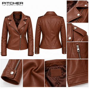 Fabricant de vestes en cuir pour femmes sur mesure pour les marques de streetwear américaines, vestes bomber en cuir surdimensionnées pour femmes OEM - Product Image 6