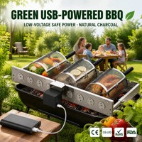 Support de rôtissoire automatique en gros, 9 brochettes, paniers de barbecue, alimentation USB, largeur réglable, personnalisable OEM