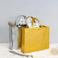 Sac de shopping réutilisable pliable irisé en non-tissé argenté doré métallisé laser pp Sac fourre-tout à sublimation Fermeture à glissière Logo personnalisé