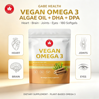 DEM Gélules d'huile d'algues Oméga 3 végétaliennes 180 unités DHA DPA à base de plantes pour le cœur, le cerveau, les articulations, les yeux, prénatal, personnalisé
