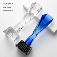 Trophée en cristal torsadé haut de gamme et exquis, grande surface de gravure, pour cérémonie annuelle, récompense de reconnaissance des employés