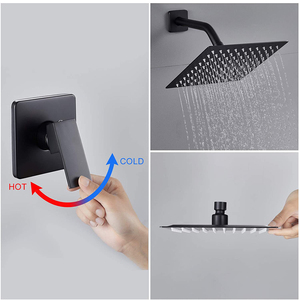 Sistema <span class=keywords><strong>Doccia</strong></span> a Pioggia Nero da Parete, Set <span class=keywords><strong>Doccia</strong></span> Monofunzione, Include Valvola di Ingresso Acqua - Product Image 5