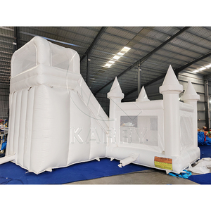 Château gonflable blanc avec toboggan, maison de saut DIY facile à monter pour mariages et locations d'événements - Product Image 2