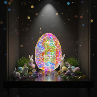 Œuf de Pâques irisé LED décoratif, alimenté par USB, en PET RGB, pour table, festival du printemps, cadeau de mariage, ornement de présentation, OEM ODM, décoration d'exposition