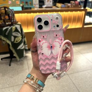Coque Papillon avec <span class=keywords><strong>Cordon</strong></span> pour iPhone 16 15 14 Pro Max - Étui Bandoulière Scintillant - Coque de Protection - Product Image 3
