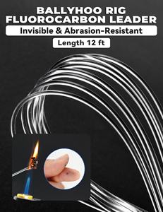 Ballyhoo Rig avec fil souple et leader mono <span class=keywords><strong>ou</strong></span> fluorocarbone <span class=keywords><strong>de</strong></span> 12 pieds pour la pêche à la traîne en mer - Product Image 5