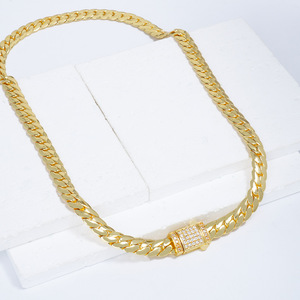 Pulsera y Collar de Eslabones Marroquíes de Acero Inoxidable con Baño de Oro de 14K, Cadena Cubana, Conjuntos de Joyería de Moda Unisex, ¡Venta Caliente! - Product Image 5