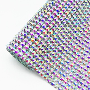Oleeya 24*40cm Crystal and AB Crystal Rhinestones Trimming Hot Fix Rhinestone Mesh Sheet for Hot Fix Custom Self Adhesive Sheet - Product Image 4