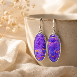 Eleganti orecchini pendenti viola in stile vintage, gioielli minimalisti alla moda per donna, vendita all'ingrosso - Product Image 5
