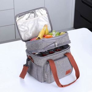 Bolsa Térmica Grande de Doble Capa de Tela Oxford, Impermeable, Aislada, con Cierre de Cremallera, para Playa, Picnic, Oficina - Product Image 3