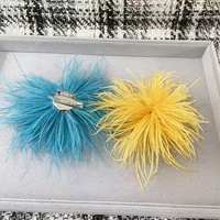Vintage nieuwe struisvogelveren broche haarspeld, dubbelzijdig te gebruiken accessoire voor galajurken en decoraties voor optredens