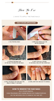 24 faux ongles léopard à bout français avec diamants de luxe, réutilisables, en kit