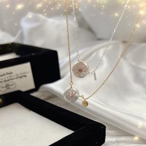 Collar con Colgante Circular Minimalista de Plata de Ley S925 con Cuentas de Tres Vidas y Tres Generaciones - Product Image 1