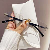 Kacamata Anti Blue Light Photochromic Photogray Bingkai Logam Tanpa Bingkai Persegi Grosir Terbaru Pria Wanita