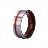 Wolfram-Ehering mit Rosenholz-Einlage 8mm Komfortpassform Unisex-Ring Zertifiziert von Drittanbietern THX Schmuck THX-TD080