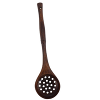 Cuillère à fente en bois écumoire à long manche ustensile de cuisine pour la cuisson des pâtes trempage des aliments filtrant résistant à la chaleur facile à nettoyer