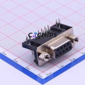 DS1037-09FNAKT74-0CC D-Sub/VGA Connector Bent Lead Through Hole Connector Standard D-Sub Female 9P Right Angle Insert - Product Image 2