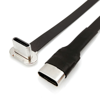 Kabel USB C 2.0 Sudut Kanan 90 Derajat Tipis dan Lentur, Pengisian Cepat 3A, Berlapis Tembaga, Dilindungi PVC, Data FPC Pita Tipis