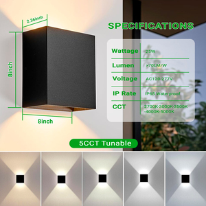 Lampe murale extérieure moderne en aluminium 24W avec éclairage COB réglable 5CCT, haut et bas, pour la décoration de maison de luxe - Product Image 3