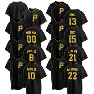 2024 Herren Pittsburgh Pirates Alternativeset schwarz Baseballtrikots individuell akzeptierter bestickter genäht Anzug