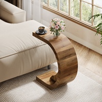 Table d'appoint pliable en bois moderne en forme de C pour salon, table d'appoint gain de place et table de canapé
