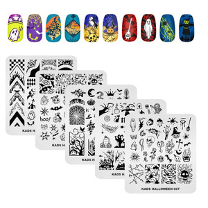 Placas de Estampado de Uñas con Temática de Halloween KADS, Plantillas de Acero Inoxidable para Diseño de Manicura en Salón, Herramienta de Diseño con 18 Patrones - Product Image 1