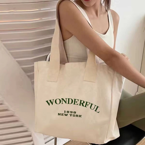 Recycled Customized Color Logo Cotton Tote Bags Canvas Reusable Blank Plain Shopping Bags for Daily Advertising Travel Gifts