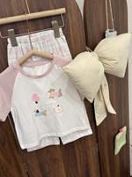 Ensemble de pyjamas d'été pour enfants en coton respirant, manches courtes et pantalon 7/8, vêtements d'intérieur pour enfants en gros pour le Moyen-Orient, faible MOQ