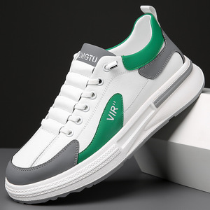 White Chunky Sneakers Men <b>Round</b> Toe Slip On Platform Rubber Sole <b>Cushioned</b> Spring Casual Shoes - Product Image 1