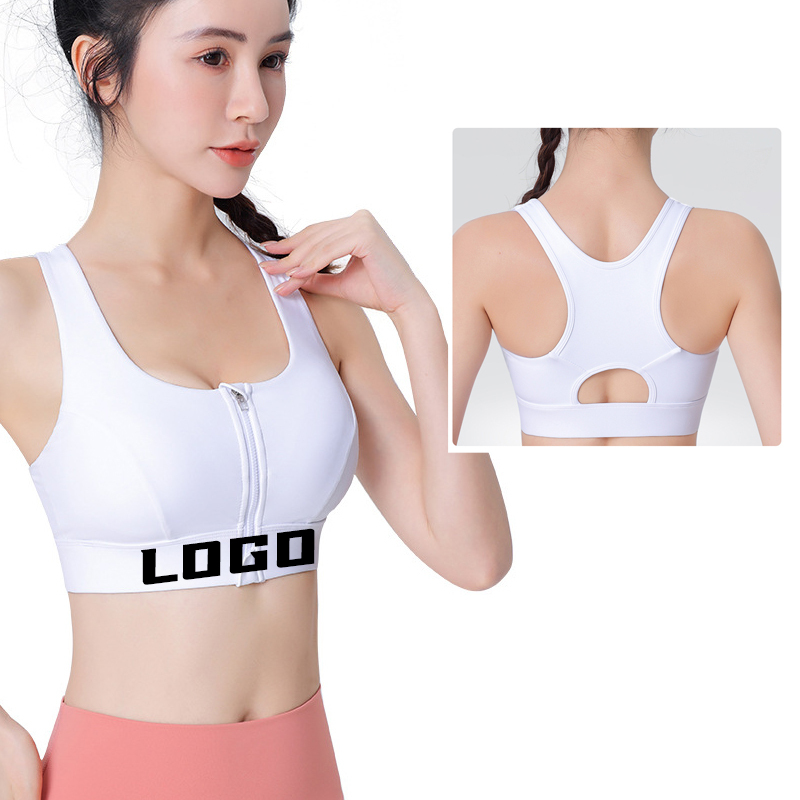 Hot Sale Woman's Sexy Sports Bra Breathable Lightweight Front Zipper Shockproof for Running Yoga Wholesale Printed Pattern