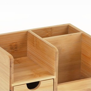 Solid Wood Bamboo Desktop Organizer Rectangle Standing Type Office Storage Box For <b>Study</b> <b>Desk</b> Bedroom Living Room - Product Image 5