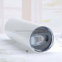 Entrepôt USA, livraison en 2 jours : Gobelets isothermes fins et droits en acier inoxydable, blancs, vierges pour sublimation, écologiques, 20OZ, avec paille