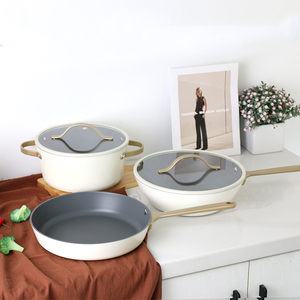 5pcs <span class=keywords><strong>Cookware</strong></span> sets Chất lượng cao kim loại gốc không dính cảm ứng cơ sở trắng đồ dùng nhà bếp <span class=keywords><strong>Cookware</strong></span> <span class=keywords><strong>Set</strong></span> nhà bếp - Product Image 1