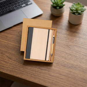 Custom Logo Business Style Wooden PU Leather Diary Pen Water Bottle <b>Mug</b> Keychain Card Holder Gift Box Set New Year Graduation - Product Image 5