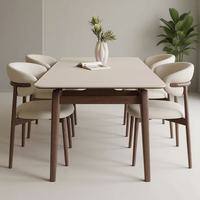 Ensemble table et chaises de salle à manger en bois massif, moderne, petit appartement, plateau rectangulaire en quartz blanc importé, 6 places, durable, hôtel