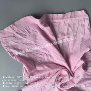 Trapos de limpieza de algodón 100% reciclado, trapos de camiseta de color claro para limpieza, con posibilidad de suministro de piezas cortadas. - Product Image 4