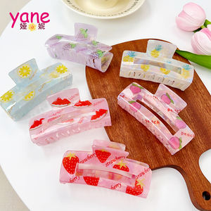 Yane Block Transparent Gedrukte Eenvoudige Veelzijdige Duurzame Hoogwaardige Pc Plastic Haarklem Haarklauwen Voor Meisjes - Product Image 3