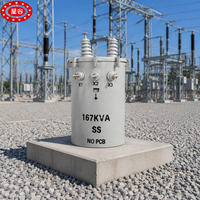 Transformateur monophasé 25Kva 37.5Kva 50Kva 75Kva 100Kva 167Kva 13.8kv monté sur poteau, sortie 480V, type huile, enroulement en cuivre