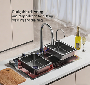Fregadero de Cocina Negro Gunmetal SUS304 de 5.0mm, Cuenco Único Grande con Doble Sistema de Recolección de Residuos para Uso Doméstico - Product Image 3