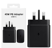 Adaptateur de voyage PD 45W en nitrure de gallium de haute qualité, chargeur de téléphone de bureau 1 port Type-C, prise UK, chargeur ultra-rapide