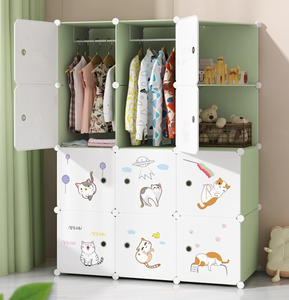 Armoire simple en plastique rose durable, armoire de rangement en tissu épaissi pour la chambre familiale, la chambre locative, les systèmes d'organisation de placards - Product Image 2