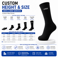 Chaussettes en laine personnalisées avec logo pour hommes et femmes, chaussettes de sport mi-mollet, chaussettes épaisses et chaudes couleur personnalisée OEM, faible MOQ