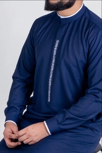 Túnica larga hecha a mano con botón musulmán Thobe para <span class=keywords><strong>hombre</strong></span>, caftán árabe, poliéster transpirable antiestático, estilo marroquí, Invierno ODM - Product Image 3