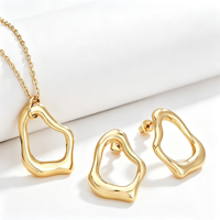 Ensemble collier et boucles d'oreilles pendantes irrégulières, forme abstraite minimaliste, bijoux de mode pour femmes
