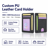 Cartera Minimalista de Cuero PU Antirrobo con Bloqueo RFID, Funda para Tarjetas de Crédito y Identificación para Hombre y Mujer
